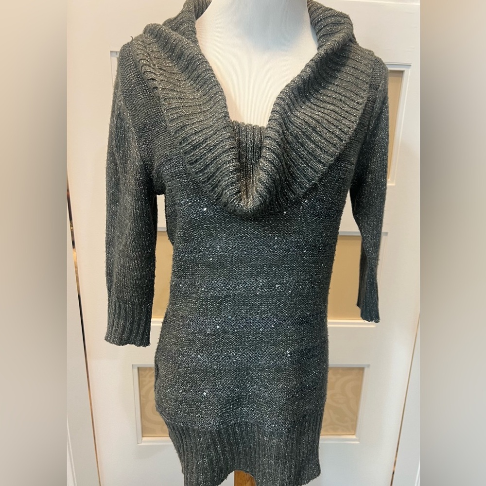 BCX Charcoal Cowl Neck Sweater Size S